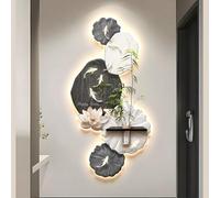ZYZSY Art Mural à LED, Peinture Décorative avec Vase, Mur De l'image De Paysage Chinois, pour La Maison, Salon, Étude, Décoration De Chambre À Coucher(Black,40 * 80cm/16 * 31in)