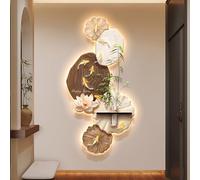ZYZSY Art Mural à LED, Peinture Décorative avec Vase, Mur De l'image De Paysage Chinois, pour La Maison, Salon, Étude, Décoration De Chambre À Coucher(Brown 1,60 * 120cm/24 * 47in)