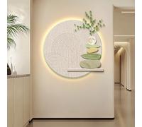 ZYZSY Art Mural à LED, Sculptures murales à Suspendre avec lumière LED, Peinture Décorative avec Vase, pour Salon Chambre à Coucher Salle à Manger(Green,80 * 80cm/31.5 * 31.5in)