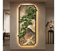 ZYZSY Art Mural à LED, Sculptures murales à Suspendre avec lumière LED, peintures suspendues de paysages de Montagne et d'eau, pour Salon Chambre à Coucher Salle à Manger(Browne,40 * 80cm/16 * 31in)