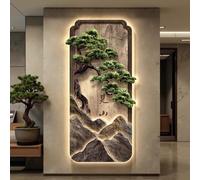 ZYZSY Art Mural à LED, Sculptures murales à Suspendre avec lumière LED, peintures suspendues de paysages de Montagne et d'eau, pour Salon Chambre à Coucher Salle à Manger(BrownA,40 * 80cm/16 * 31in)