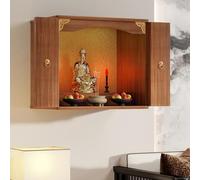 ZYZSY Autel Bouddhiste, Table d'autel de Méditation, Motif Sculpté Chinois, Armoire Dieu de la Richesse, étagère pour Statue de Bouddha en Bois pour la décoration intérieure(Brown,50cm/19.7in)