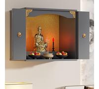 ZYZSY Autel Bouddhiste, Table d'autel de Méditation, Motif Sculpté Chinois, Armoire Dieu de la Richesse, étagère pour Statue de Bouddha en Bois pour la décoration intérieure(Grey,50cm/19.7in)