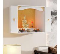 ZYZSY Autel Bouddhiste, Table d'autel de Méditation, Motif Sculpté Chinois, Armoire Dieu de la Richesse, étagère pour Statue de Bouddha en Bois pour la décoration intérieure(White,60cm/23.6in)