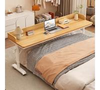 ZYZSY Bureau de lit avec roulettes, Table de Lit avec en Hauteur 74-100cm, Bureau avec déflecteur, Table Médicale Roulante pour Cadre de Lit Double/Queen/King Size(Wood 1,160x60x74cm//63x24x29in)