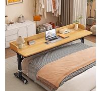 ZYZSY Bureau de lit avec roulettes, Table de Lit avec en Hauteur 74-100cm, Bureau avec déflecteur, Table Médicale Roulante pour Cadre de Lit Double/Queen/King Size(Wood 2,160x40x74cm//63x16x29in)