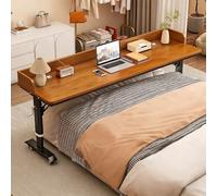 ZYZSY Bureau de lit avec roulettes, Table de Lit avec en Hauteur 74-100cm, Bureau avec déflecteur, Table Médicale Roulante pour Cadre de Lit Double/Queen/King Size(Brown 2,160x60x74cm//63x24x29in)