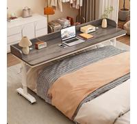 ZYZSY Bureau de lit avec roulettes, Table de Lit avec en Hauteur 74-100cm, Bureau avec déflecteur, Table Médicale Roulante pour Cadre de Lit Double/Queen/King Size(Gray 1,120x40x74cm/47x16x29in)