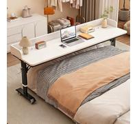 ZYZSY Bureau de lit avec roulettes, Table de Lit avec en Hauteur 74-100cm, Bureau avec déflecteur, Table Médicale Roulante pour Cadre de Lit Double/Queen/King Size(White 2,120x40x74cm/47x16x29in)