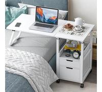 ZYZSY Bureau d'Ordinateur Pliable, Table de dappoint, Hauteur réglable, Bureau Debout Mobile Plateau Appoint Portable, avec Étagère, pour Chambre Salon Canapé(White)
