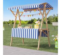 ZYZSY Chariot De Vente Pliable, Stand De Marché en Bois avec Auvent, pour Atelier(Blue 1,120cm/47.2in)