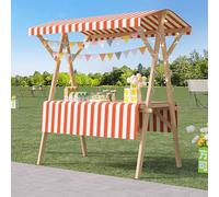 ZYZSY Chariot De Vente Pliable, Stand De Marché en Bois avec Auvent, pour Atelier(Orange 1,150cm/59in)