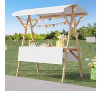 ZYZSY Chariot De Vente Pliable, Stand De Marché en Bois avec Auvent, pour Atelier(White,120cm/47.2in)