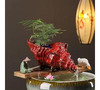 ZYZSY Cracheurs d'étang, Ornements D’Eau Qui Coule en Pot en Céramique, Sortie De Circulation De Fontaine, Sujet Cracheur pour Donner Vie à Votre Bassin de Jardin(Red,32 * 23 * 18cm/12 * 9 * 7in)