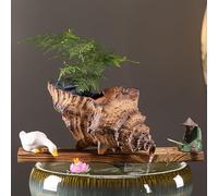 ZYZSY Cracheurs d'étang, Ornements D’Eau Qui Coule en Pot en Céramique, Sortie De Circulation De Fontaine, Sujet Cracheur pour Donner Vie à Votre Bassin de Jardin(Brown,25cm*15cm*12cm/9.8 * 6 * 5in)