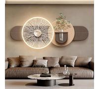 ZYZSY Décoration Murale 3D, Sculptures murales à Suspendre avec lumière LED, Peinture Murale 3D avec Plante en Pot, pour la Maison, l'entrée, Le Couloir(Brown-1,120 * 48cm/47 * 19in)