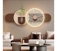 ZYZSY Décoration Murale 3D, Sculptures murales à Suspendre avec lumière LED, Peinture Murale 3D avec Plante en Pot, pour la Maison, l'entrée, Le Couloir(Brown-3,150 * 60cm/59 * 23.6in)