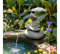 ZYZSY Fontaine de Jardin à cracheur Grenouille, Jet d'eau pour Bassin avec Pompe, Grenouille sur la Pierre - Sujet Cracheur pour Donner Vie à Votre Bassin de Jardin(Gray1)