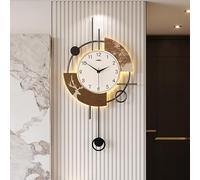 ZYZSY Horloge Suspendue Créative avec Lumière LED, Grande Horloge Murale Ronde en Métal avec Pendule, sans Bruit de tic-tac - Décoration pour Chambre à Coucher, Cuisine
