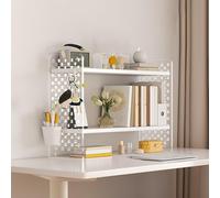 ZYZSY Organisateur D'étagères de Bureau Haute Capacité, Support Rangement réglable, Petite Étagère De Bureau, Étagère À Poser sur Bureau pour Bureaux, Chambres(White,40x20x36cm/16x8x14in)
