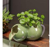 ZYZSY Ornements D’Eau Qui Coule en Pot en Céramique, Cracheurs d'étang, Fontaine de Jardin Unique - Décoration d'eau Naturelle, pour Aquarium Et Extérieur(Cyan,21 * 15 * 11cm/8 * 6 * 4in)