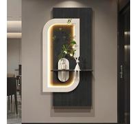 ZYZSY Peinture Murale en Grès avec Éclairage LED, Sculpture Décorative avec Plantes Artificielles, pour La Maison, Salon, Étude, Décoration De Chambre À Coucher(Black,60 * 120cm/24 * 47in)