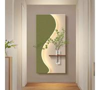 ZYZSY Sculpture Murale Moderne,Tableau décoratif LED en grès Vert végétal, Applique Murale Style Haut de Gamme canapé Mural Fond Mur Chambre Chevet Peinture(Green,70 * 140cm/27.5 * 55in)