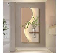 ZYZSY Sculpture Murale Moderne,Tableau décoratif LED en grès Vert végétal, Applique Murale Style Haut de Gamme canapé Mural Fond Mur Chambre Chevet Peinture(Beige,50 * 100cm/19.7 * 39.4in)