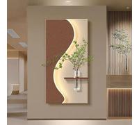 ZYZSY Sculpture Murale Moderne,Tableau décoratif LED en grès Vert végétal, Applique Murale Style Haut de Gamme canapé Mural Fond Mur Chambre Chevet Peinture(Brown,50 * 100cm/19.7 * 39.4in)
