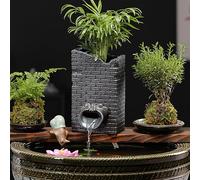 ZYZSY Sortie De Circulation De Fontaine, Cracheur D'étang, Ornements D’Eau Qui Coule en Pot en Céramique, pour Donner Vie à Votre Bassin de Jardin(Black,7 * 7.5 * 15cm/2.8 * 2.9 * 4.7in)