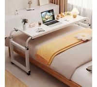 ZYZSY Table de lit réglable en Hauteur et en Largeur sur roulettes, Chariot pour Ordinateur Portable, Grand Plateau Médicalisée Roulante D'hopiteaux Bureau Medicale(White,140cm/55in)