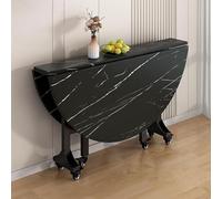 ZYZSY Table de Salle à Manger, Table de Cuisine Pliante avec roulettes, Pieds en Acier, pour Cuisine, Salle à Manger, terrasse, Banquet - Dessus de Table Pliable(Black,120 * 75cm/47.2 * 29.5in)
