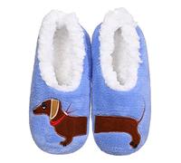 ZYZX Chaussette Chausson Femme Antiderapant-Hiver Douces Thermiques Doublure polaire Chaussons- Cadeaux Pour Les Amoureux Des Chiens-Teckel Chiens