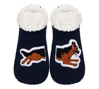 ZYZX Chaussette Lounge à semelle avec gel antidérapant-Doux Duveteux Chaussette pour Intérieur-Chaussons Tricot Amusants Berger allemand Chiens