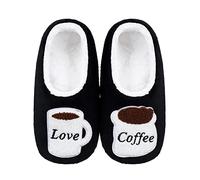 ZYZX Chaussettes Antidérapantes de Lit Femme Duveteux Hiver en Noire Couleurs Taille 35-41,Chausson Chaussette Fantaisie,Pantoufle tasse à café série