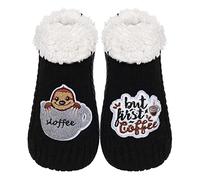 ZYZX Chausson Chaussette Femme Amusants, Chaussettes Tricot Polaire Antidérapante Fille, Idée Cadeau Pour Adulte,Taille 35-41,Motif la Paresse