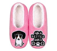 ZYZX Chaussons Lounge à semelle avec gel antidérapant-Doux Duveteux Chaussette pour Intérieur-Chaussons Amusants(Chien Teckel