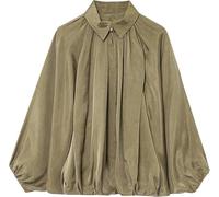 Zyzzephyr Casual Batwing Sleeve Lapel Collar Zip Front Pleated Shirts, Womens Bomber Jacket, Fall Streetwear Shirts Outerwear (Army Green,Grand)