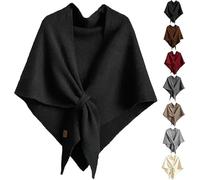 Zyzzephyr ChâLe Triangulaire En Tricot Uni Pour Femme, Nouveauté 2025, éLéGant Poncho Ouvert Sur Le Devant, Accessoire Hiver-Automne (Black)