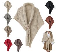 Zyzzephyr ChâLe Triangulaire Tricoté Avec Boucle En Cuir, ChâLe Triangulaire Multifonctionnel Pour Dames, éCharpe D'Hiver Pour Femmes (Beige)