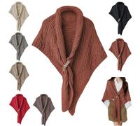 Zyzzephyr ChâLe Triangulaire Tricoté Avec Boucle En Cuir, ChâLe Triangulaire Multifonctionnel Pour Dames, éCharpe D'Hiver Pour Femmes (Rouge brique)