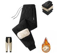 Zyzzephyr Winter Lambswool Fleece Jogging Bottoms, Fleece Lined Trousers Men, Unisex Lambswool Fleece-Lined Joggers, Joggers Heavy Duty Active Running Pants Trousers (Black A,Grand)