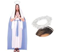 ZZ DISFRAZZES | Costume de la Vierge Marie pour femme, kit de costume de la Vierge Marie pour adulte, scène de la Nativité vivante - Costume de la Vierge Marie avec accessoires pour Noël