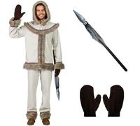 ZZ DISFRAZZES Costume d'esquimau pour homme avec accessoires pour carnaval Taille S