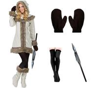 ZZ DISFRAZZES Déguisement d'esquimau pour femme avec accessoires pour carnaval Taille XL