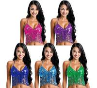 ZZ DISFRAZZES | Top à paillettes et franges pour femme (turquoise)