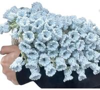 ZZ-Mengjie Bouquet de fleurs au crochet, couverture de bouquet de roses faites à la main, couverture de bouquet de roses au crochet, bouquets de fleurs au crochet (kit de bricolage lys bleu)