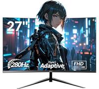 ZZA Moniteur de jeu 27" 280 Hz 240 Hz 1080p 1ms VRB Blue Light Shift Machine Noir incurvé 100 % sRGB, FreeSync adaptatif, port d'affichage DP HDMI VESA compatible