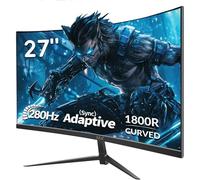 ZZA Moniteur de jeu incurvé sans cadre ultra rapide de 27" 1500R, 1080p, 1ms 280Hz|240Hz, FreeSync, 2 x HDMI 1.4, 2 x DP 1.2, écran d'ordinateur 90 % DCI-P3, 100 % sRVB, support métallique VESA
