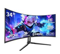 ZZA - Moniteur incurvé de 34 pouces, moniteur de jeu WQHD 4K 240 Hz 1500R, écrans d'ordinateur ultra larges avec FreeSync, HDR10, 1 ms, entretien de l'écran PC, design sans bordure